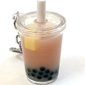 BC Mini Boba Tea Floaty Key Charm with keyring